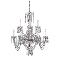 This stunning assortment of crystal chandeliers by Waterford feature three of the company's most treasured patterns-Ardmore, Lismore and Cranmore-accented by sparkling crystal droplets and strands to create a dramatic diffusion of light and color.