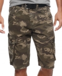 Soldier on. These camouflage shorts from Marc Ecko Cut & Sew help you navigate your way through the everyday jungle. Soldier on. These camouflage shorts from Marc Ecko Cut & Sew help you navigate your way through the everyday jungle.