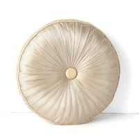 Boasting a classically opulent shape in finely pleated wheat colored sateen, this Waterford decorative pillow boasts fine piping and a center adornment. Boasting a classically opulent shape in finely pleated wheat colored sateen, this Waterford decorative pillow boasts fine piping and a center adornment.