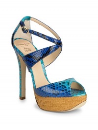 THE LOOKOmbré fadingCrisscross strapsAdjustable ankle strapStiletto heel 5 (125mm)Contrast woven platform, 1½ (25mm)Compares to a 3½ heel (90mm)THE MATERIALPython upperLeather lining and soleORIGINImported THE LOOKOmbré fadingCrisscross strapsAdjustable ankle strapStiletto heel 5 (125mm)Contrast woven platform, 1½ (25mm)Compares to a 3½ heel (90mm)THE MATERIALPython upperLeather lining and soleORIGINImported