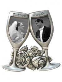 Malden Champagne Glasses Metal Wedding Frame, 2-Openings Malden Champagne Glasses Metal Wedding Frame, 2-Openings