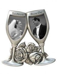 Malden Champagne Glasses Metal Wedding Frame, 2-Openings