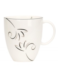 A fluid contemporary pattern with subtle shimmer dances along the edging of this mug. As a stylish accent for entertaining or a simple way to spruce up an everyday meal, the Voila collection always looks right.