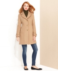 Anne Klein updates a classic silhouette with a cableknit-inspired texture and chic faux leather trim at the collar and placket. Anne Klein updates a classic silhouette with a cableknit-inspired texture and chic faux leather trim at the collar and placket.