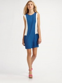 This silky, colorblocked style features a contrast panel which gives the illusion of separates from the back.Jewel necklineSleevelessPanel constructionAbout 23 from natural waist59% acetate/41% silkDry cleanMade in Italy of imported fabricModel shown is 5'11 (180cm) wearing US size 4. This silky, colorblocked style features a contrast panel which gives the illusion of separates from the back.Jewel necklineSleevelessPanel constructionAbout 23 from natural waist59% acetate/41% silkDry cleanMade in Italy of imported fabricModel shown is 5'11 (180cm) wearing US size 4.