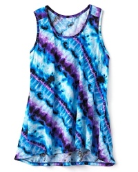 She'll love the groovy, rippling tie dye pattern of Aqua's cool cotton tank. She'll love the groovy, rippling tie dye pattern of Aqua's cool cotton tank.