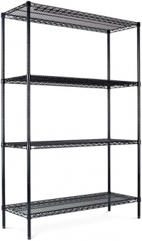 Alera SW504818BL Industrial Wire Shelving Starter Kit, 4 Shelves, 48w x 18d x 72h, Black