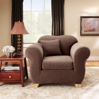 Sure Fit 119827270U_CHOCLT Stretch Pinstripe Chair Slipcover, Chocolate Sure Fit 119827270U_CHOCLT Stretch Pinstripe Chair Slipcover, Chocolate