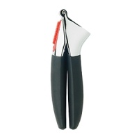 The new, improved OXO Good Grips Garlic Press is now even stronger than ever. With sturdy, die-cast zinc construction and a large capacity garlic chamber, the Garlic Press crushes garlic with a simple squeeze. A built-in cleaner allows for easy cleaning; just flip the handles over to clean out excess garlic. The soft handles are slightly arched for comfort and absorb pressure while you squeeze. Dishwasher safe; not recommended for use in microwave. The new, improved OXO Good Grips Garlic Press is now even stronger than ever. With sturdy, die-cast zinc construction and a large capacity garlic chamber, the Garlic Press crushes garlic with a simple squeeze. A built-in cleaner allows for easy cleaning; just flip the handles over to clean out excess garlic. The soft handles are slightly arched for comfort and absorb pressure while you squeeze. Dishwasher safe; not recommended for use in microwave.