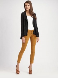 Classic cargo styling updates this slim-fit design, cropped just above the ankle for a contemporary look.Mid-rise waist, belted Zip-fly Patch pockets Zipper hem Inseam, about 28 Rise, about 8 70% lyocell/38% cotton/2% elastane Machine wash Made in USA of imported fabric Classic cargo styling updates this slim-fit design, cropped just above the ankle for a contemporary look.Mid-rise waist, belted Zip-fly Patch pockets Zipper hem Inseam, about 28 Rise, about 8 70% lyocell/38% cotton/2% elastane Machine wash Made in USA of imported fabric