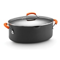 Rachael Ray Hard Anodized II Nonstick Dishwasher Safe 8-Quart Covered Oval Pasta Pot, Orange Rachael Ray Hard Anodized II Nonstick Dishwasher Safe 8-Quart Covered Oval Pasta Pot, Orange
