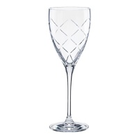 Diamond-shaped cuts delicately catch the light in these classic goblets from kate spade.
