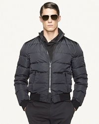 Exquisite craftsmanship redefines luxury ski gear in this handsome jacket, impeccably tailored in trim Black Label proportions from durable microfiber with a light down filling. Exquisite craftsmanship redefines luxury ski gear in this handsome jacket, impeccably tailored in trim Black Label proportions from durable microfiber with a light down filling.
