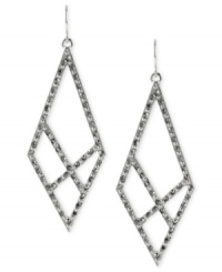 Diamond shapes can be your best friend with these long drop earrings from Kenneth Cole New York. Crafted from silver-tone mixed metal, the pair is adorned with black glass pave accents for a stunning effect. Approximate drop: 2-3/4 inches. Diamond shapes can be your best friend with these long drop earrings from Kenneth Cole New York. Crafted from silver-tone mixed metal, the pair is adorned with black glass pave accents for a stunning effect. Approximate drop: 2-3/4 inches.