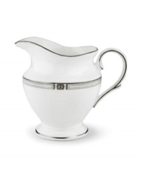 An art deco inspired design, platinum trim and metallic dots lend the Westerly Platinum creamer sophisticated polish. This versatile collection perfectly coordinates with a variety of stemware and table linens. An art deco inspired design, platinum trim and metallic dots lend the Westerly Platinum creamer sophisticated polish. This versatile collection perfectly coordinates with a variety of stemware and table linens.
