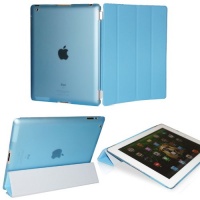 KHOMO DUAL CASE: Blue Smart Cover FRONT + Blue Crystal Back Protector for Apple iPad 2 new iPad 3 (The new iPad HD)