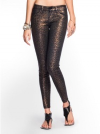 GUESS Brittney Coated Leopard-Print Denim Leggings GUESS Brittney Coated Leopard-Print Denim Leggings