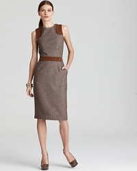 With a nod to '60s styling, this RAOUL sheath dress imbues your wardrobe with classic feminine appeal. Suede trim punctuates the sleek silhouette for effortless figure flattery. With a nod to '60s styling, this RAOUL sheath dress imbues your wardrobe with classic feminine appeal. Suede trim punctuates the sleek silhouette for effortless figure flattery.