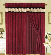 MODERN Brown, Burgundy, and Black Suede Patchwork Window Curtain / Drape Set with Sheer Backing 120-by-84-Inch MODERN Brown, Burgundy, and Black Suede Patchwork Window Curtain / Drape Set with Sheer Backing 120-by-84-Inch