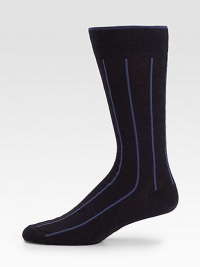 Vertical stripes add stylish appeal to these virgin wool socks with a touch of stretch.Mid-calf height80% virgin wool/20% polyamideMachine washMade in Italy Vertical stripes add stylish appeal to these virgin wool socks with a touch of stretch.Mid-calf height80% virgin wool/20% polyamideMachine washMade in Italy