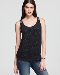 This lacy French Connection tank is sheer perfection and layer-perfect. This lacy French Connection tank is sheer perfection and layer-perfect.