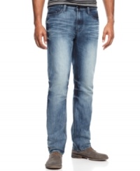 A casual light wash gives these Ring of Fire slim, straight jeans true authentic styling. A casual light wash gives these Ring of Fire slim, straight jeans true authentic styling.