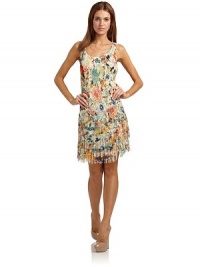 THE LOOKAllover floral printAccordion pleatingTiered fringe detail on skirtTHE FITAbout 34 from shoulder to hemTHE MATERIALSilkCARE & ORIGINDry cleanImportedModel shown is 5'10 (177cm) wearing US size Small. THE LOOKAllover floral printAccordion pleatingTiered fringe detail on skirtTHE FITAbout 34 from shoulder to hemTHE MATERIALSilkCARE & ORIGINDry cleanImportedModel shown is 5'10 (177cm) wearing US size Small.