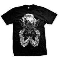 Men's Gangster Marilyn Monroe T-Shirt Tee Guns Up Tattoos Men's Gangster Marilyn Monroe T-Shirt Tee Guns Up Tattoos