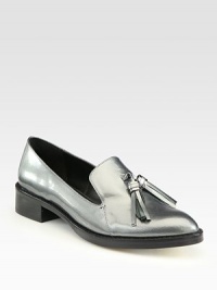 Lustrous, metallic patent leather and playful tassels update this classic style. Stacked heel,1¼ (30mm)Patent leather upperLeather liningLeather solePadded insoleImported Lustrous, metallic patent leather and playful tassels update this classic style. Stacked heel,1¼ (30mm)Patent leather upperLeather liningLeather solePadded insoleImported