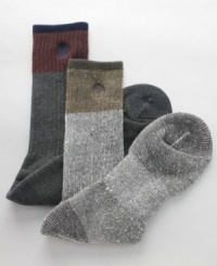 Before you lace up, toss on these Timberland boot socks in a warm acrylic-wool blend for an added layer of protection. Before you lace up, toss on these Timberland boot socks in a warm acrylic-wool blend for an added layer of protection.