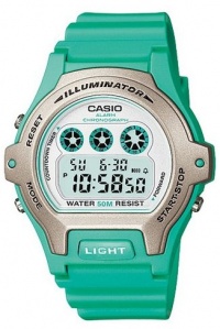 Casio LW-202H-3AVEF Ladies Illuminator White Dial Green Resin Strap Watch