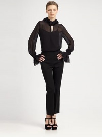 Secured by an elastic waistband, these cropped, wool-blend pants are ultra-stretchy and slightly flared at the ankle. Elastic waistbandRise, 10Inseam, about 28Fully lined50% viscose/49% wool/1% spandexDry cleanImportedModel shown is 5'10 (177cm) wearing US size 2. Secured by an elastic waistband, these cropped, wool-blend pants are ultra-stretchy and slightly flared at the ankle. Elastic waistbandRise, 10Inseam, about 28Fully lined50% viscose/49% wool/1% spandexDry cleanImportedModel shown is 5'10 (177cm) wearing US size 2.