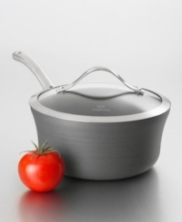 Dinner for two just got easier. Part of the contemporary nonstick collection, this 2.5-quart saucepan has a unique vessel shape and hard-anodized construction. Loaded with intelligent features like a capacity indicator line on the rim, a durable tempered glass lid and an ergonomic handle that stays cool during stovetop cooking. Dinner for two just got easier. Part of the contemporary nonstick collection, this 2.5-quart saucepan has a unique vessel shape and hard-anodized construction. Loaded with intelligent features like a capacity indicator line on the rim, a durable tempered glass lid and an ergonomic handle that stays cool during stovetop cooking.