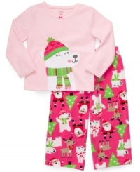 Let her snuggle up in this cuddly, cute polar bear tee and print pants set from Carter's. Let her snuggle up in this cuddly, cute polar bear tee and print pants set from Carter's.