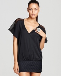 Stay true to your city style even on the beach with Carmen Marc Valvo's ultra urbane coverup. Stay true to your city style even on the beach with Carmen Marc Valvo's ultra urbane coverup.