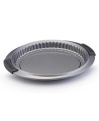A perfect result, from tart to finish! Take the guesswork out of tart-baking with Anolon's 9.5 loose base tart pan. New proprietary coating ensures superior release and makes cleanup a snap. Silicon-enhanced handles are steady and slip-free, while the pan's substantial weight provides durability and helps prevent warping. A perfect result, from tart to finish! Take the guesswork out of tart-baking with Anolon's 9.5 loose base tart pan. New proprietary coating ensures superior release and makes cleanup a snap. Silicon-enhanced handles are steady and slip-free, while the pan's substantial weight provides durability and helps prevent warping.