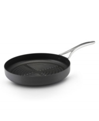 Handy must-have. Grill up steaks, chops and chicken breasts with the ease of a professional. Locking in delicious outdoor grilled flavor, this versatile pan features a contoured interior to sear your food and drain fat to the pan's edge. The deep sides reduce stovetop splatter when grilling steaks or delicate fish. Limited lifetime warranty. Handy must-have. Grill up steaks, chops and chicken breasts with the ease of a professional. Locking in delicious outdoor grilled flavor, this versatile pan features a contoured interior to sear your food and drain fat to the pan's edge. The deep sides reduce stovetop splatter when grilling steaks or delicate fish. Limited lifetime warranty.