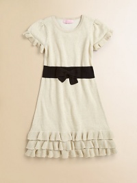 From a knit bow to flounced sleeves, pretty, feminine details shape this cozy silhouette rendered in soft cotton and finished with a ruffled hem.ScoopneckRuffled flounced sleevesPullover styleFitted waist with bow detailTiered ruffled hemCottonMachine washImported From a knit bow to flounced sleeves, pretty, feminine details shape this cozy silhouette rendered in soft cotton and finished with a ruffled hem.ScoopneckRuffled flounced sleevesPullover styleFitted waist with bow detailTiered ruffled hemCottonMachine washImported