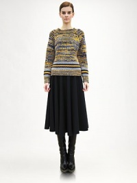 Plush, ultra-soft cashmere in a chunky melange knit, finished with a graphic stripe detail at the hemline and cuffs.Rib-knit crewneck, cuffs and hemLong sleevesCashmereDry cleanMade in ItalyModel shown is 5'11 (180cm) wearing US size 4. Plush, ultra-soft cashmere in a chunky melange knit, finished with a graphic stripe detail at the hemline and cuffs.Rib-knit crewneck, cuffs and hemLong sleevesCashmereDry cleanMade in ItalyModel shown is 5'11 (180cm) wearing US size 4.