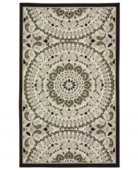 This Lisbon accent rug from Bacova works well with modern and traditional decors, featuring a center medallion design in a neutral color palette. Woven loop construction gives the rug a unique texture while skid-resistant backing offers a safety element. This Lisbon accent rug from Bacova works well with modern and traditional decors, featuring a center medallion design in a neutral color palette. Woven loop construction gives the rug a unique texture while skid-resistant backing offers a safety element.