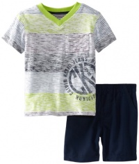 Calvin Klein Boys 2-7 Color Block Tee With Short Calvin Klein Boys 2-7 Color Block Tee With Short