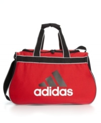 Great for the gym or a last minute weekend adventure, find room for all your necessities in this Adidas duffle bag. With a signature logo front and easy grip handles, this bag is ideal for many an occasion. Great for the gym or a last minute weekend adventure, find room for all your necessities in this Adidas duffle bag. With a signature logo front and easy grip handles, this bag is ideal for many an occasion.