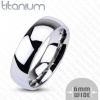 6mm Titanium Plain Mirror Glassy Comfort Fit Wedding Band Ring Sz 5-13; Comes with Free Gift Box