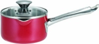 WearEver A8272164 Cook and Strain Nonstick Stainless Steel Handle Red Metallic Exterior 1.2-Quart Source Pan with Glass Lid Cookware, Red WearEver A8272164 Cook and Strain Nonstick Stainless Steel Handle Red Metallic Exterior 1.2-Quart Source Pan with Glass Lid Cookware, Red