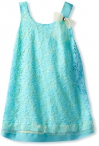 Bonnie Jean Girls 2-6X Lace Shift Dress, Aqua, 6X