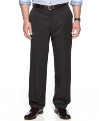 Lightweight and with a little extra room to move, these Haggar dress pants make a great choice for a guy on the go. Lightweight and with a little extra room to move, these Haggar dress pants make a great choice for a guy on the go.