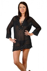 Sheer Polka Dotted Swim Cover-up Sheer Polka Dotted Swim Cover-up