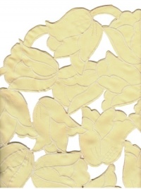 Homewear by Sam Hedaya Table Linens, Set of 4 Yellow Tulip Scatter Cutwork Round Placemats Homewear by Sam Hedaya Table Linens, Set of 4 Yellow Tulip Scatter Cutwork Round Placemats