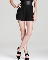 DIANE von FURSTENBERG makes these rich wool shorts extra luxurious with a supple leather waist. DIANE von FURSTENBERG makes these rich wool shorts extra luxurious with a supple leather waist.
