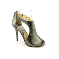 Michael Kors Josie Zip Back Womens Size 7 Silver Leather Open Toe Shoes Michael Kors Josie Zip Back Womens Size 7 Silver Leather Open Toe Shoes